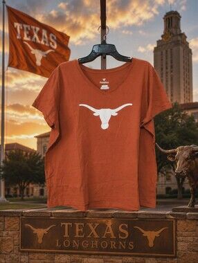 Fanatics Texas Longhorns V-Neck T-Shirt Women's 3XL Burnt Orange NCAA Logo Tee